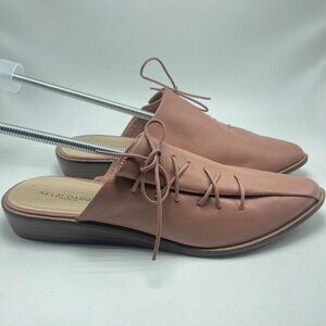 Kelsi Dagger Brooklyn Size 9.5 Mauve Pink Pointed Toe Leather Lace Up Mules